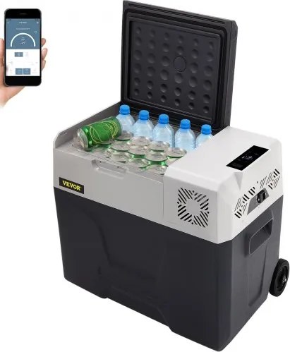 VEVOR Compressor Koelbox 50L met app-bediening en wielen voor gebruik onderweg, -20 tot 20°C, 12/24V DC en 120/240V AC, draagbare auto-koelkast met USB-poort voor kamperen, camper, boot en vrachtwagen