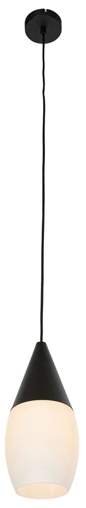 Moderne hanglamp zwart met opaal glas - Drop