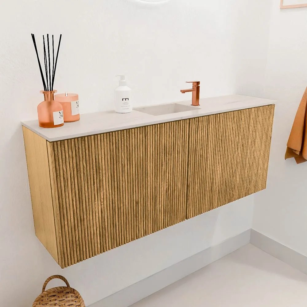 Mondiaz Joya DLux 100cm toiletmeubel oak met wastafel faye midden 1 kraangat meli