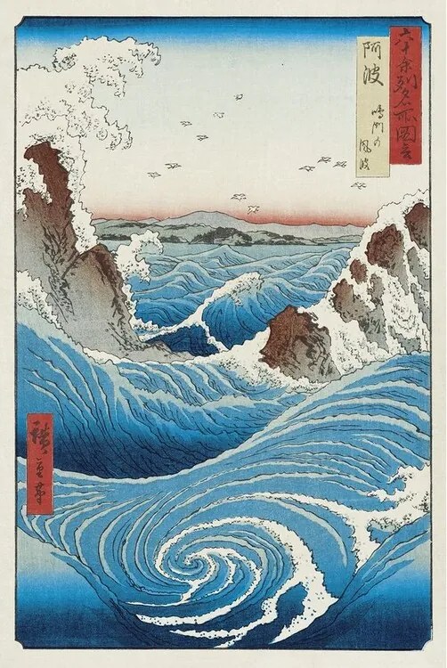 Poster Hiroshige - Whirlpools, Hiroshige Utagawa