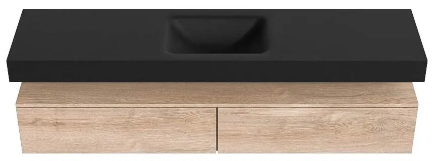 Zaro Alan badmeubel 190cm washed oak 2 lades met vrijhangende wastafel cloud midden zonder kraangat urban