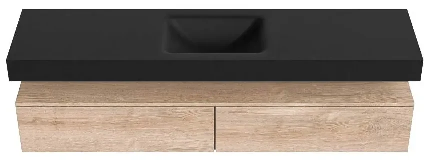 Zaro Alan badmeubel 190cm washed oak 2 lades met vrijhangende wastafel cloud midden zonder kraangat urban