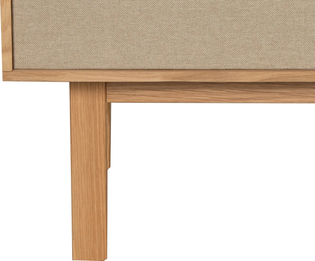 Eiken Dressoir Met Stoffen Deuren 180 Cm - 180x40x60cm.