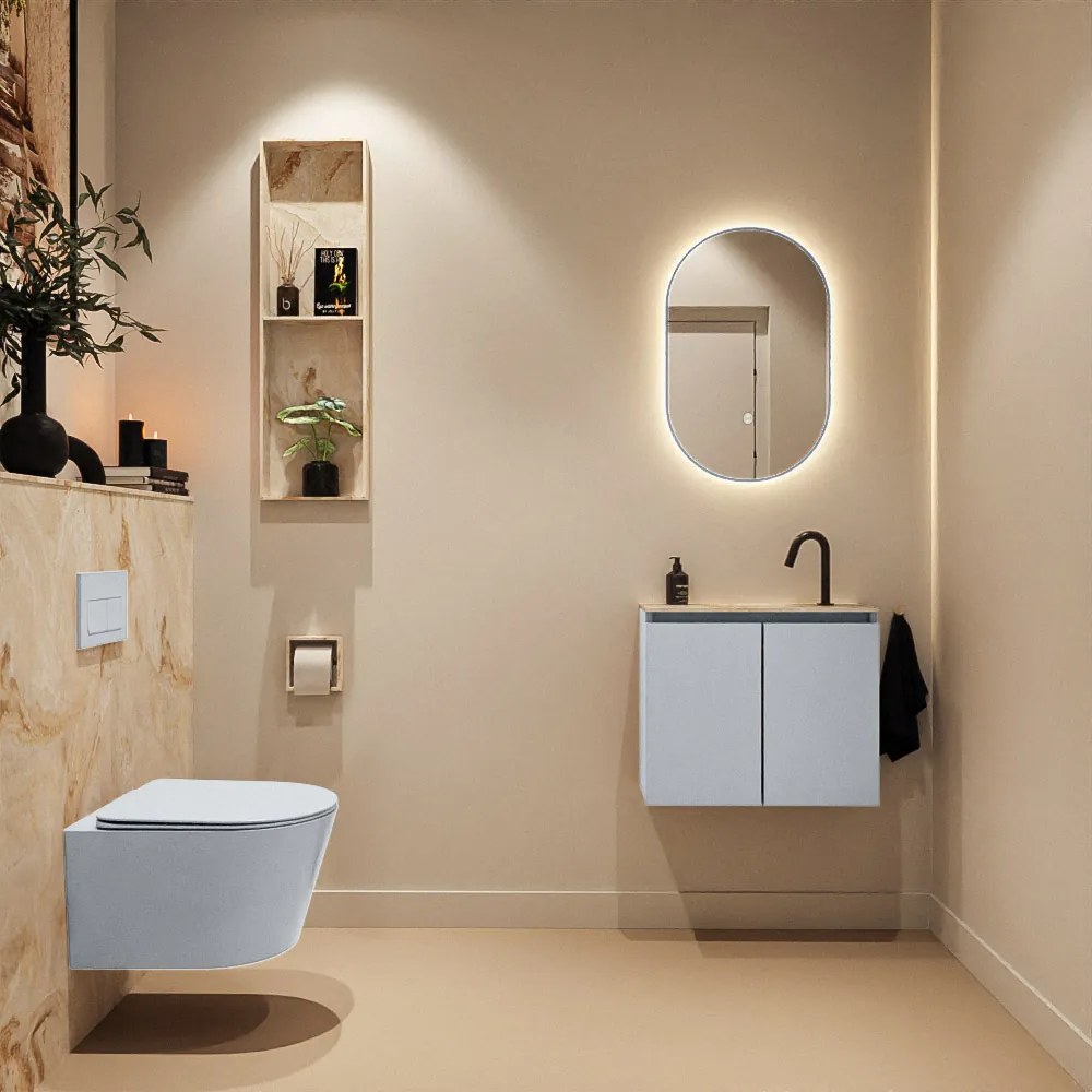 Mondiaz Ture DLux toiletmeubel 60cm clay met wastafel frappe midden met kraangat