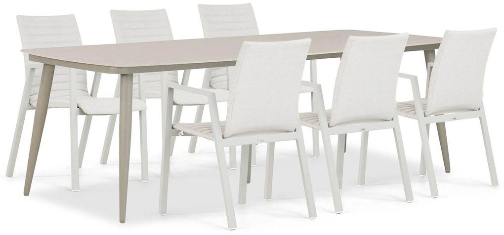Tuinset 6 personen 240 cm Aluminium/textileen Taupe Osmen Joliet/Vienna