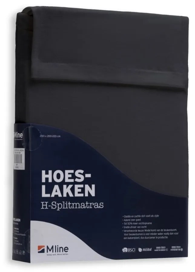 M line Hoeslaken Modal split Antraciet 160 x 220 cm