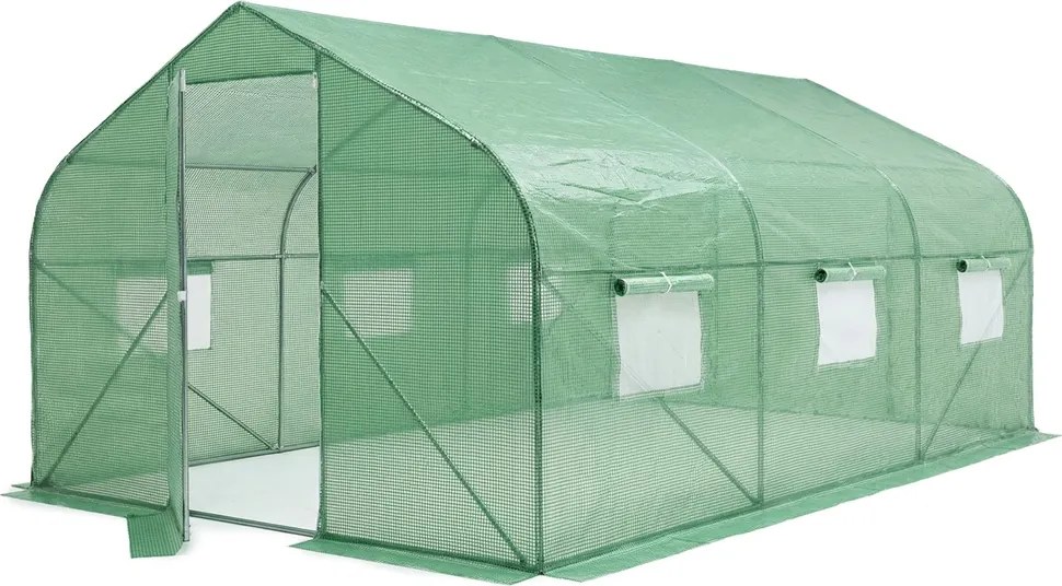 Groene tunnelkas met metalen frame 3x4,5m Dahlia Garden Point met 2 paar deuren