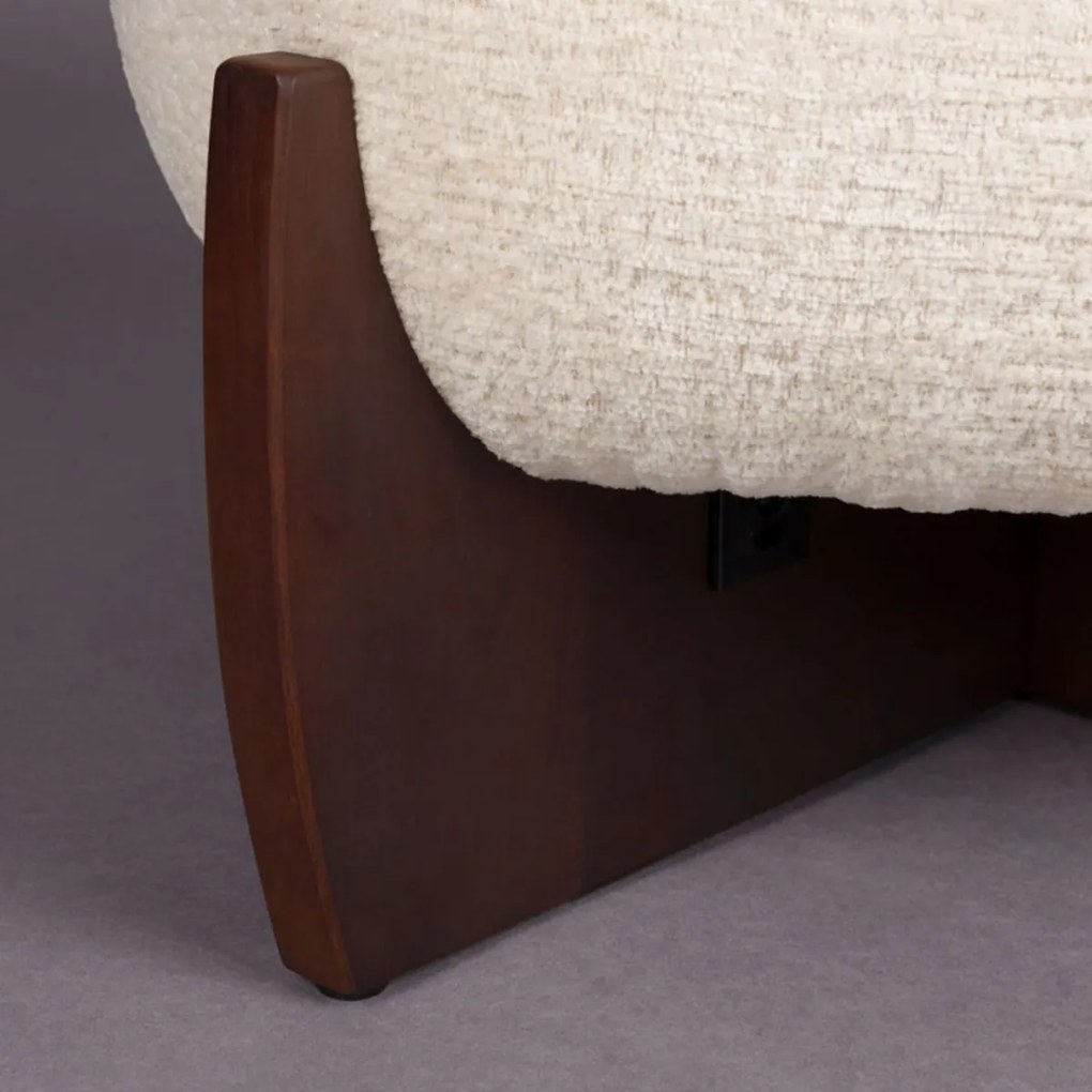 Dutchbone Emilius Retro Poef Beige Walnoot