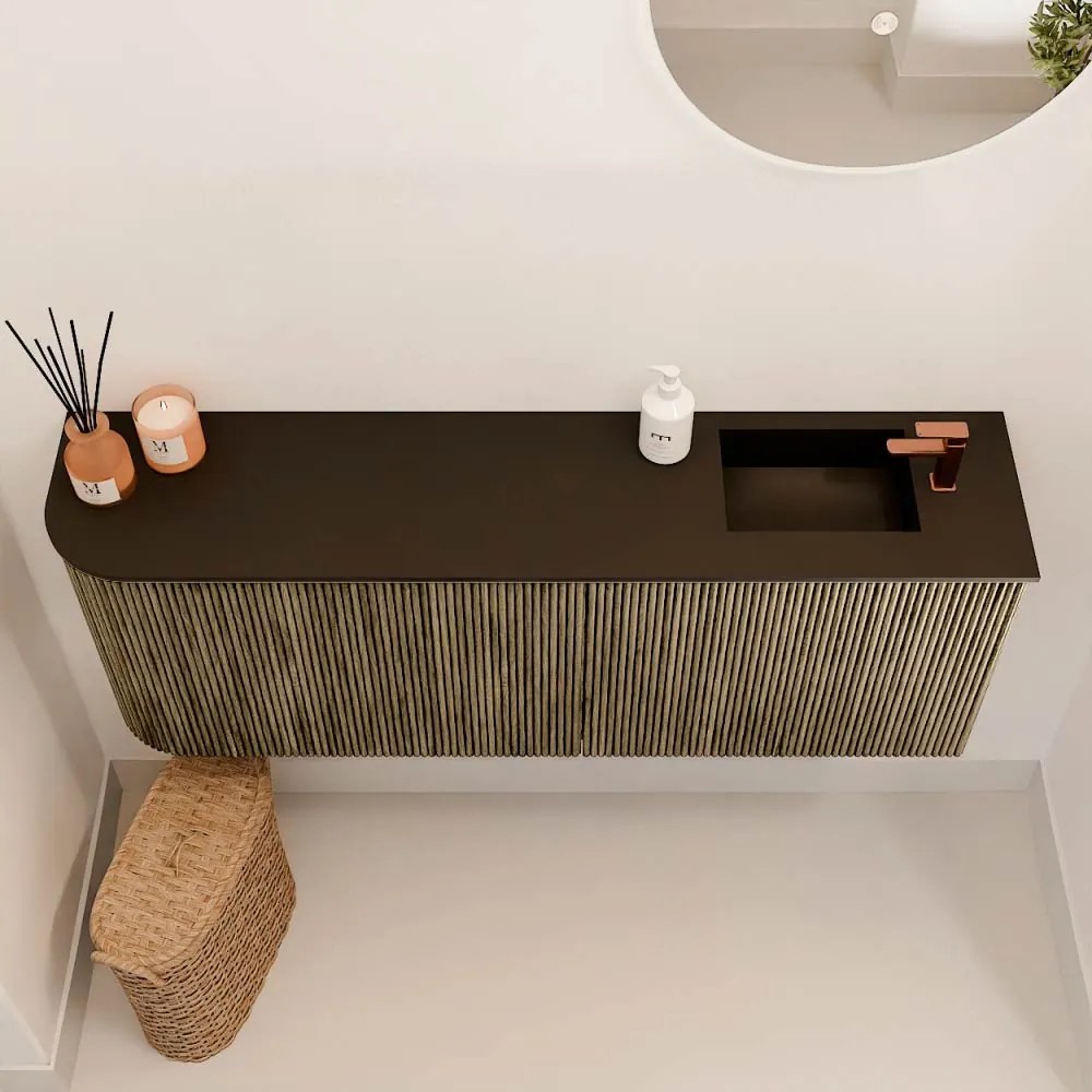 Mondiaz Joya 110cm toiletmeubel ronding links dusk met wastafel faye rechts 1 kraangat urban
