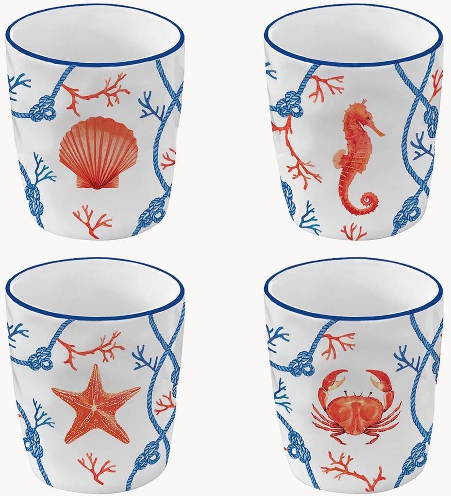 Porseleinen koffiekopjes Cote De Mer, 4-delig