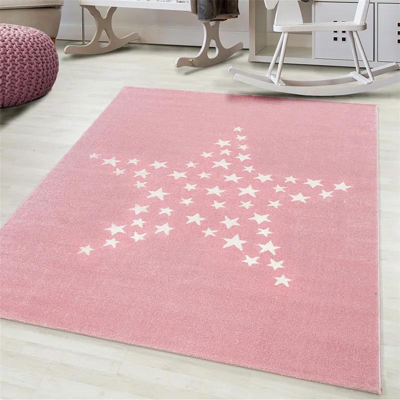 Bambi Vloerkleed - Sparkling Stars - Rechthoek - Roze 80 x 150 cm