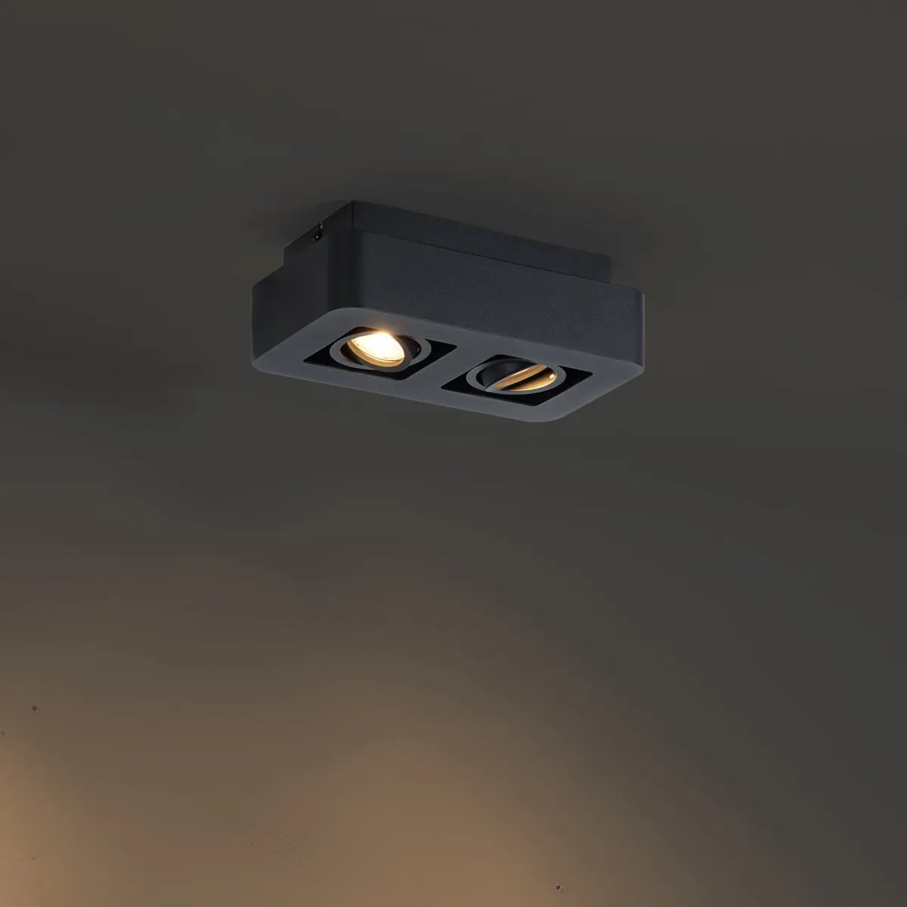 Afgeronde opbouwspot zwart 2-lichts draai- en kantelbaar - Dox