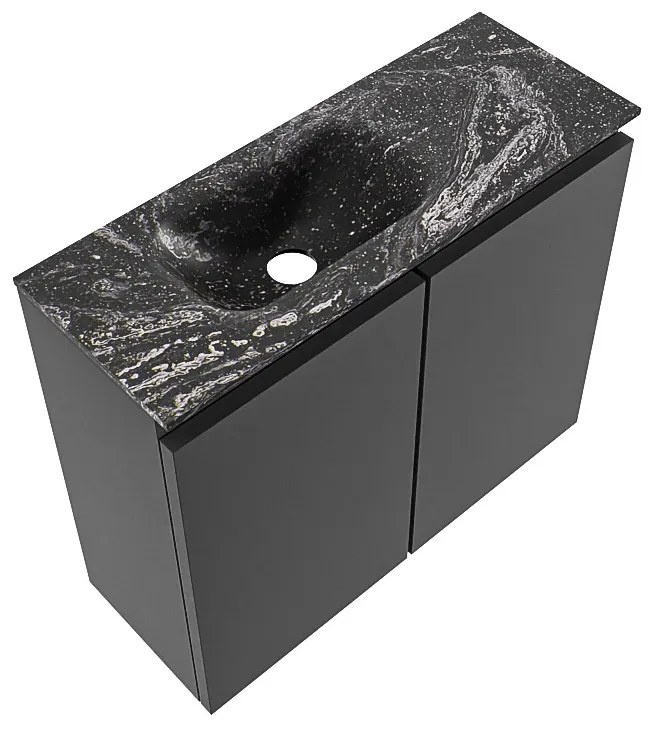 Mondiaz Ture DLux toiletmeubel 60cm dark grey met wastafel lava links zonder kraangat