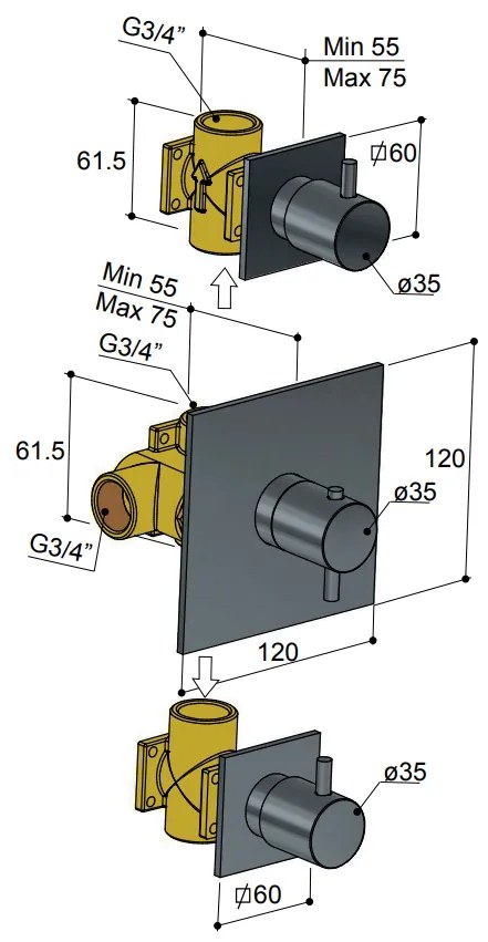 Hotbath Laddy ADS2 inbouw regendouche met 20cm hoofddouche en wandarm chroom