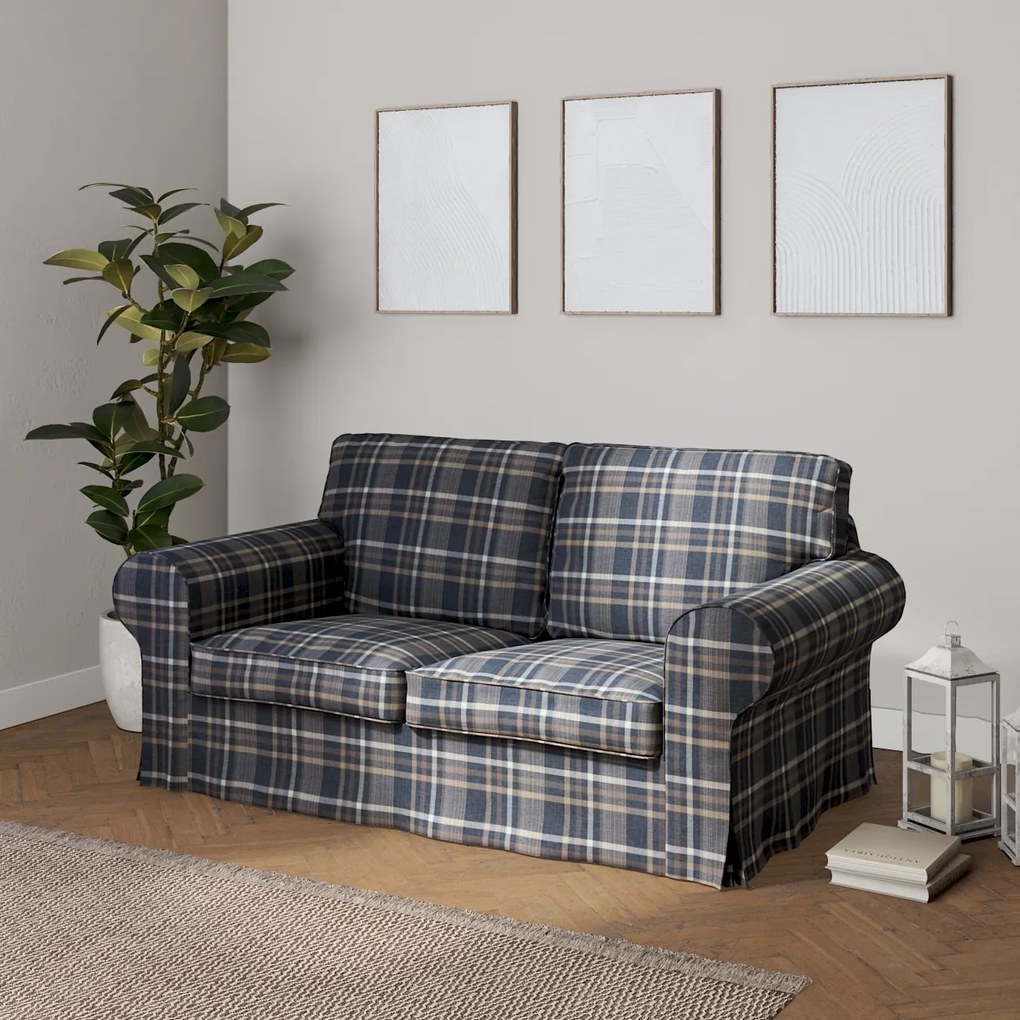 Dekoria IKEA hoes voor Ektorp 2-zits slaapbank - NIEUW model, bruin- blauw