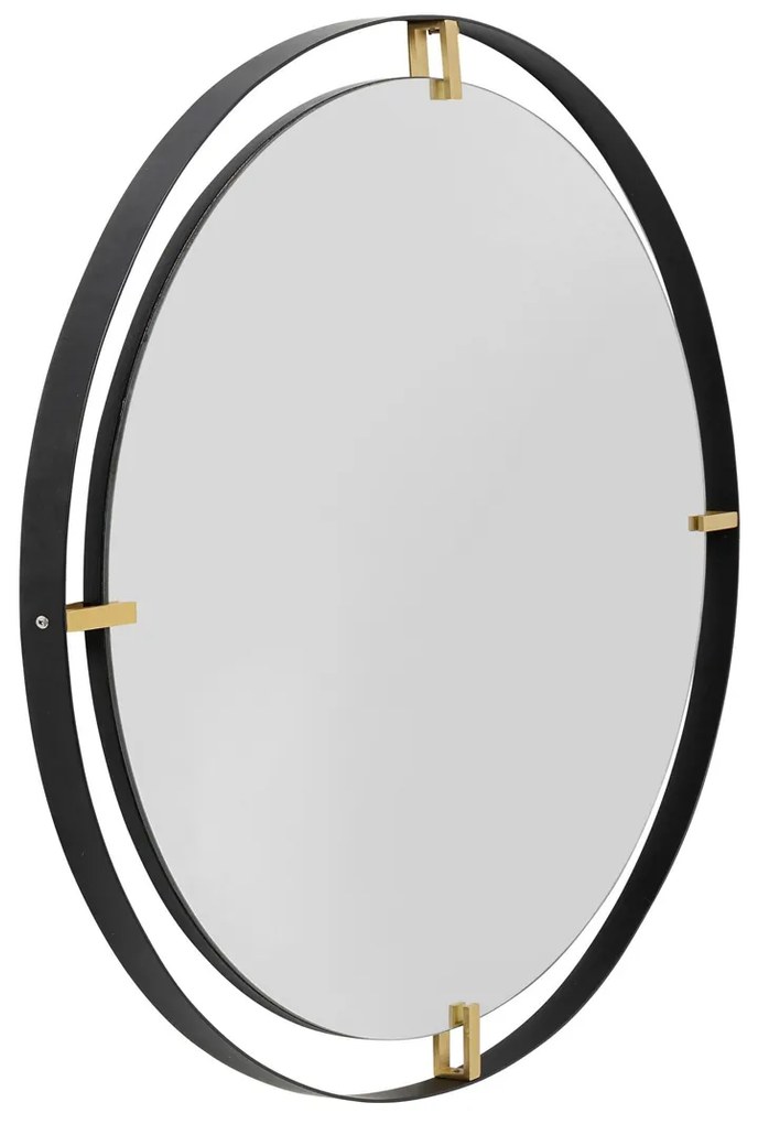 Ronde Spiegel Zwart Goud 90 Cm - 90x90cm