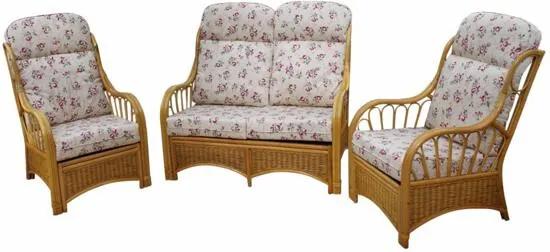 Sorrento Rieten serre meubels - set van 2 stoelen en een bank - Roze - Bloemmoetief