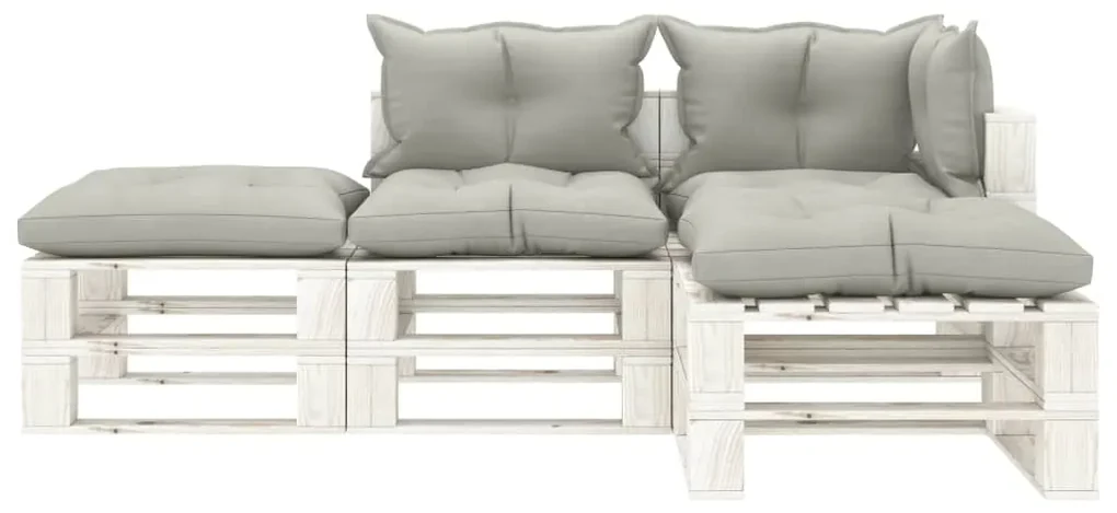 vidaXL 4-delige Loungeset met taupe kussens pallet hout