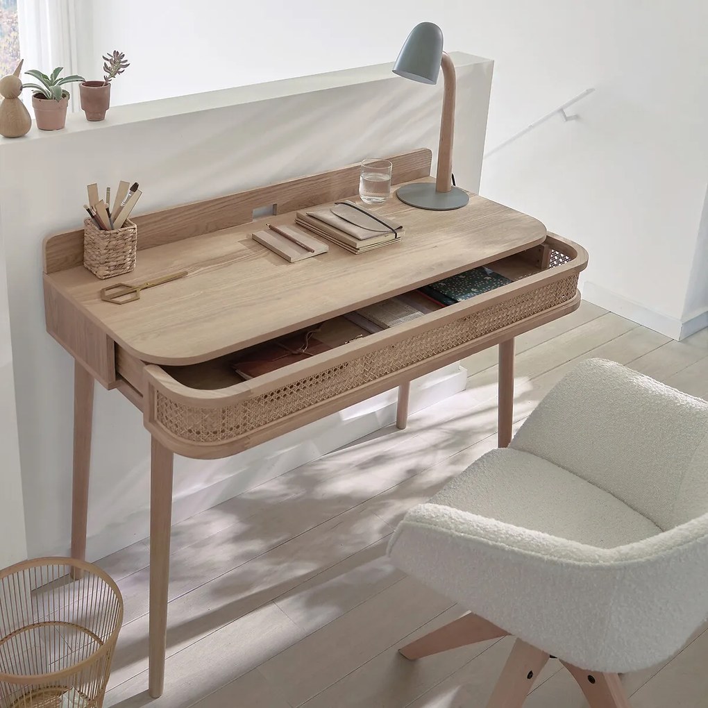 Bureau, 1 lade, rotan riet, Laora