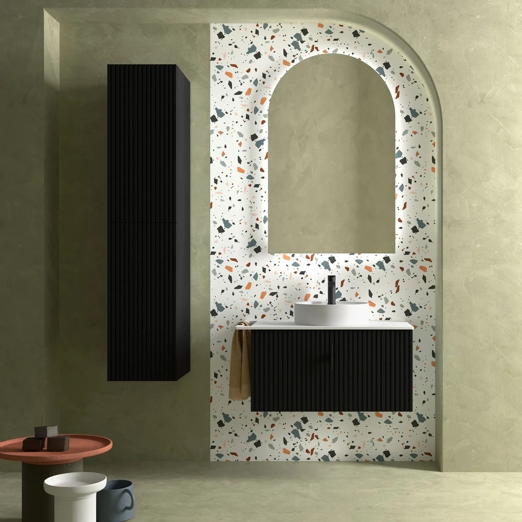 Muebles Raya onderkast ribbelfront 80cm met 1 softclose lade zwart mat