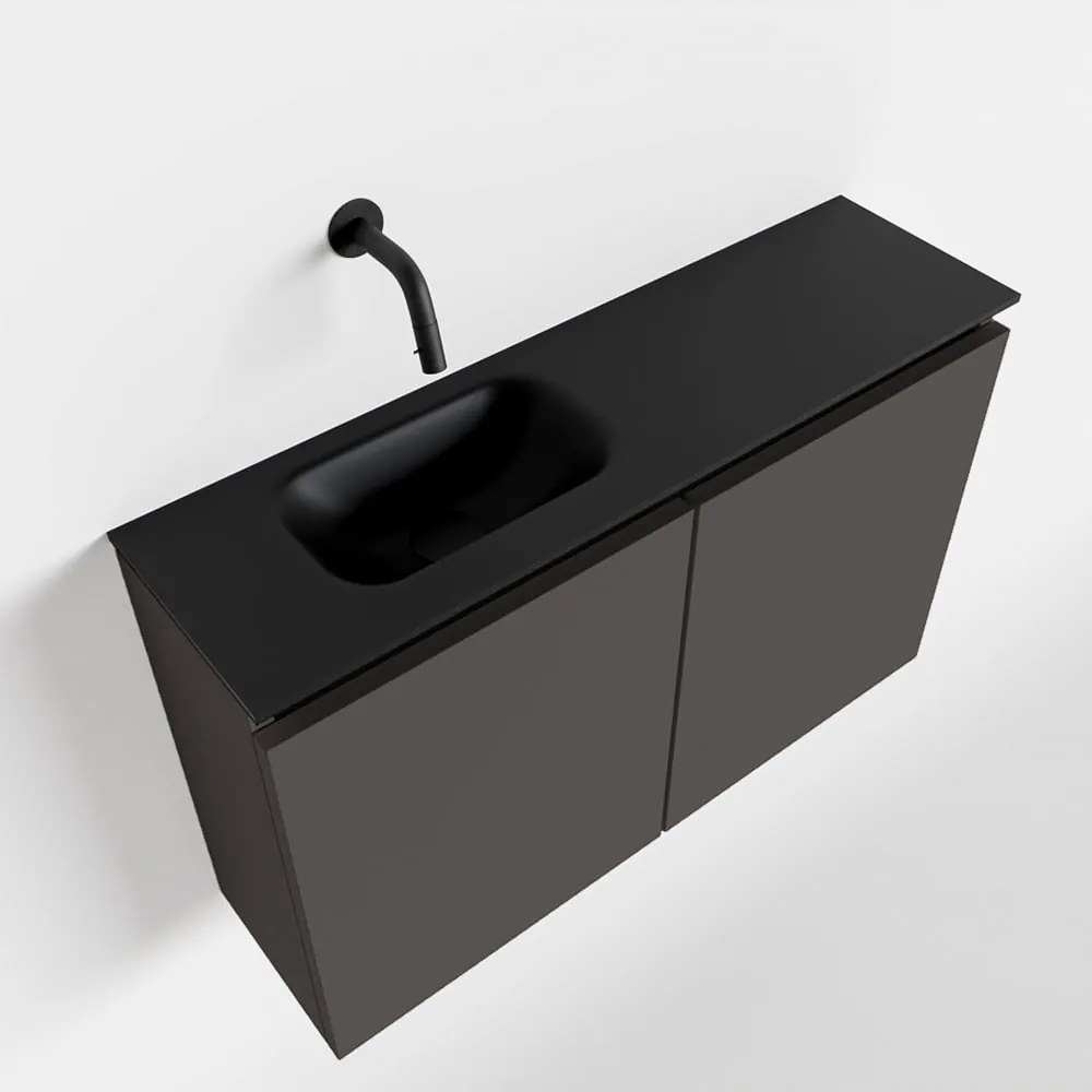 Mondiaz Ture 80cm toiletmeubel dark grey met wastafel urban links geen kraangat