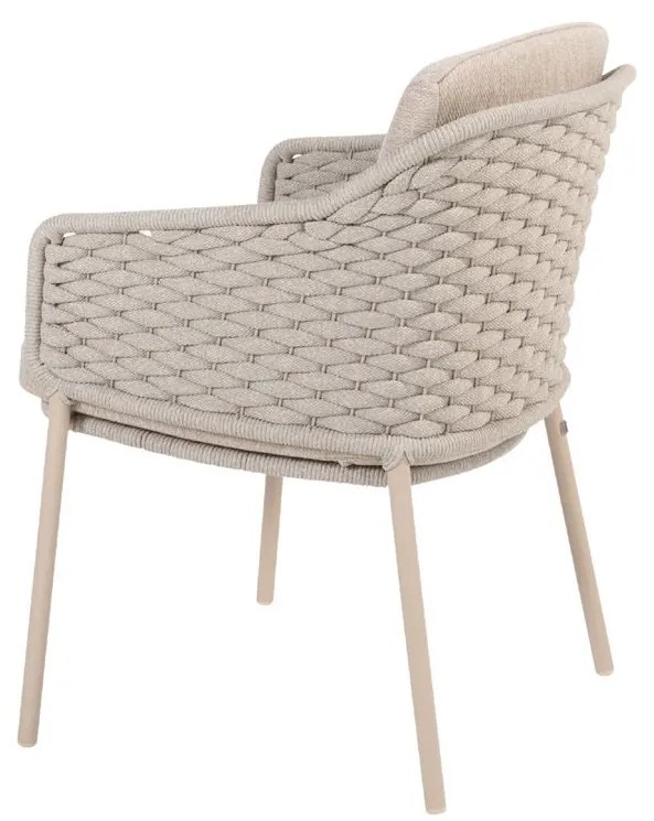 4 Seasons Outdoor Eros tuinset latte met teak Prado tafel Ø 130 cm Tuinset beige weerbestendig
