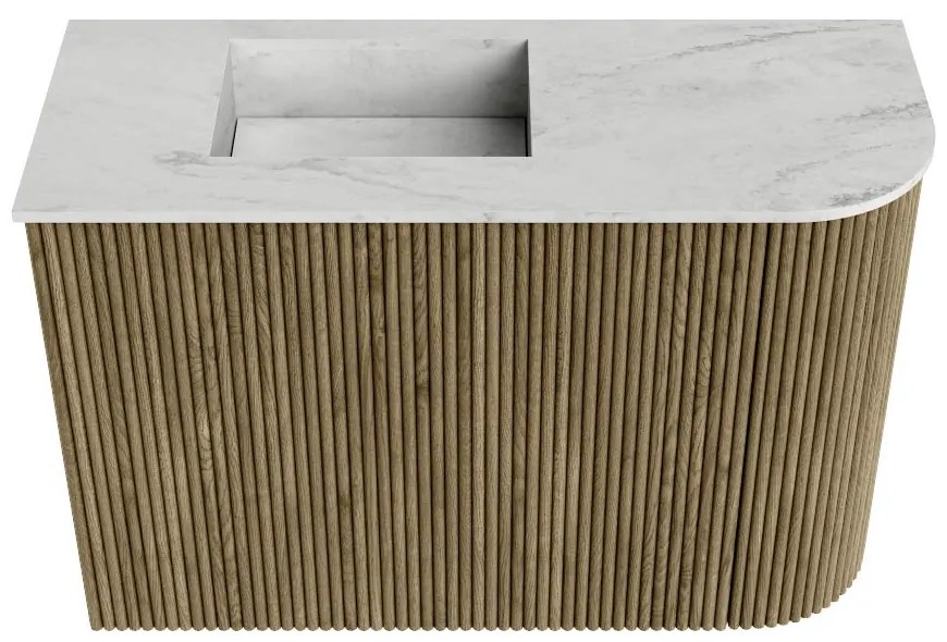 Mondiaz Joya DLux 60cm toiletmeubel ronding rechts dusk met wastafel faye links 1 kraangat opalo