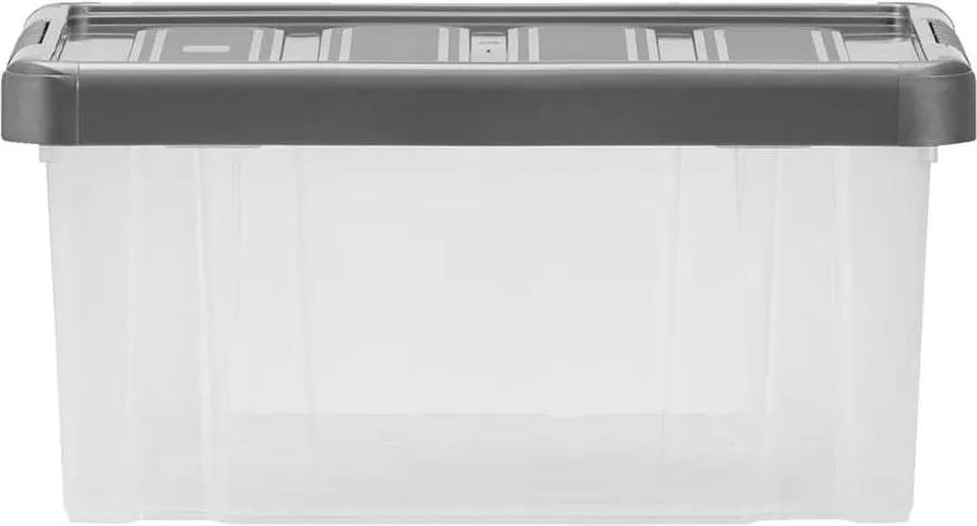 Opbergbox zware kwaliteit 14 liter - transparant/antraciet - 40,5x29x19 cm - Leen Bakker