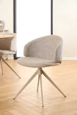 NELA Beige Latte (stof Monza 90)/beige poten - MODERNE GESTOFFEERDE DRAAISTOEL VOOR WOONKAMER/EETKAMER/KANTOOR LOFT
