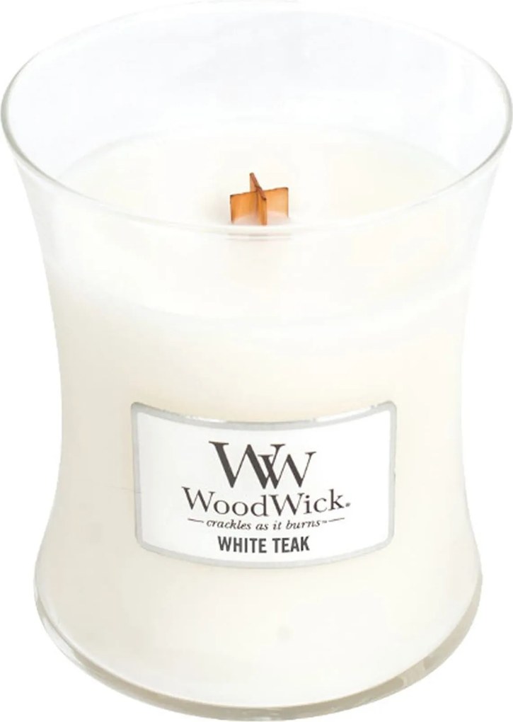 WoodWick geurkaars - Medium Hourglass - White Teak