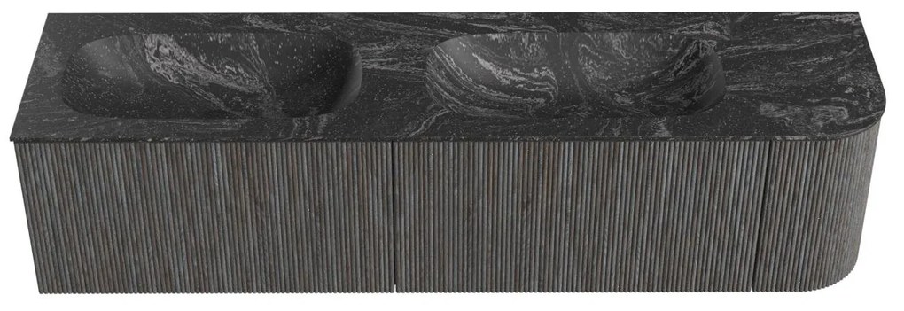 Mondiaz Kurve-dlux 175cm badmeubel ronding rechts shadow met 2 lades en 1 deur en wastafel stor small dubbel/links zonder kraangat lava