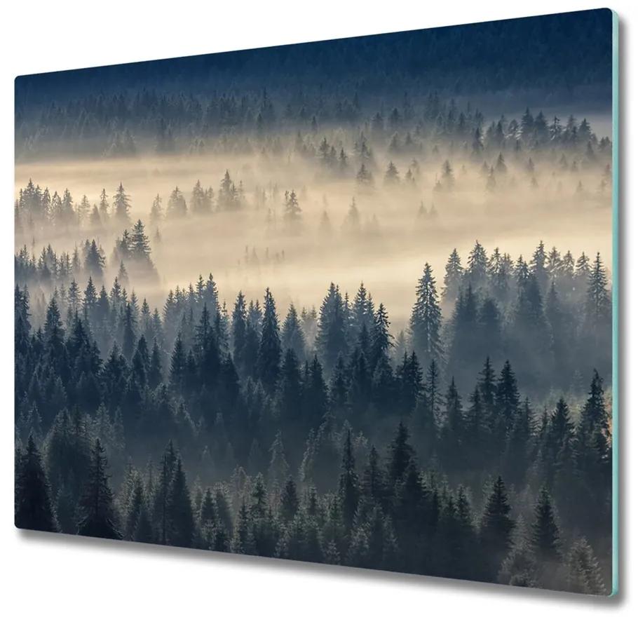 Glazen snijplank Mist over het bos 60x52cm