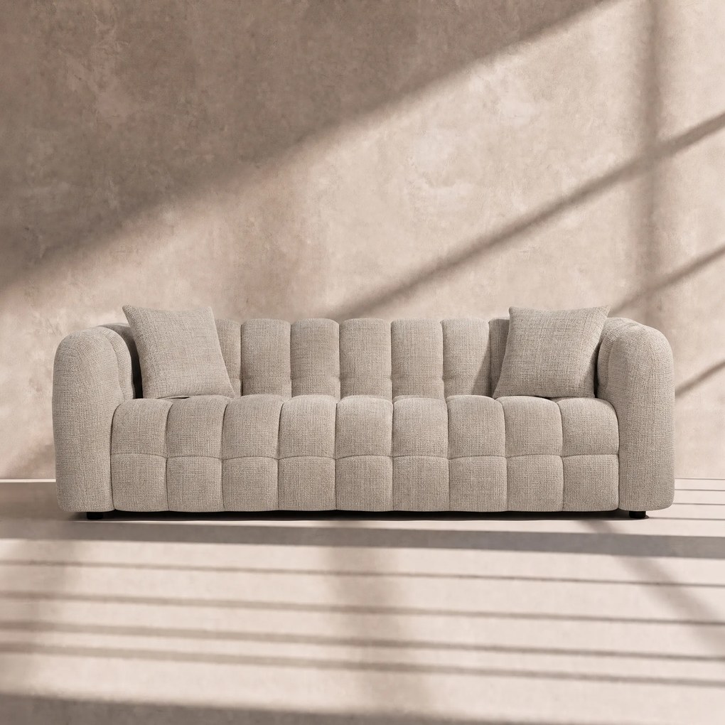3-zits Bank Met Vakken Stiksels Beige