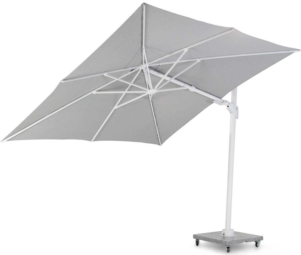 Santika Furniture Santika Belize Deluxe Parasol X White Frame/ Grey Fabric Aluminium Grijs