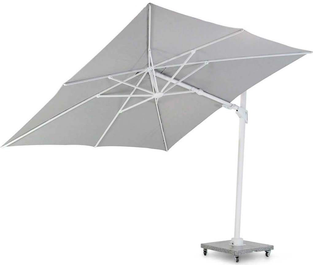 Santika Furniture Santika Belize Deluxe Parasol X White Frame/ Grey Fabric (excl.voet) Aluminium Grijs