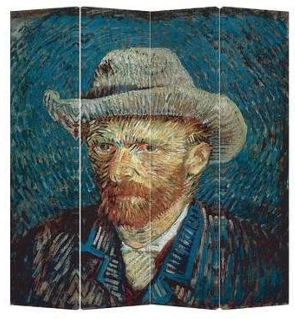 Fine Asianliving Kamerscherm Scheidingswand B160xH180cm 4 Panelen Van Gogh Portret