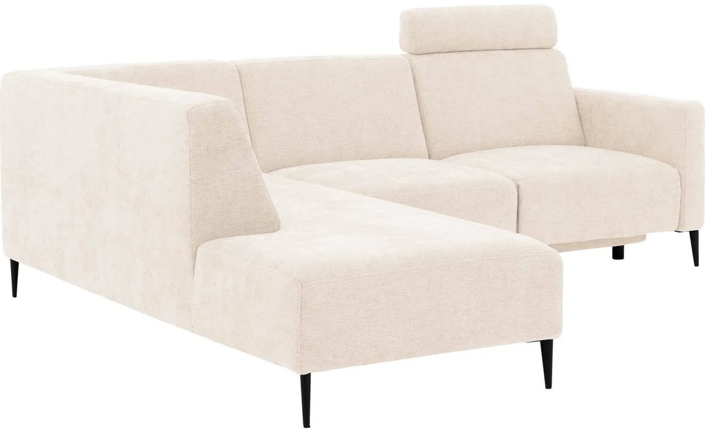Goossens Hoekbank Tiolo Met Relaxfunctie En Hoofdsteun wit, stof, 3-zits, modern design met ligelement links