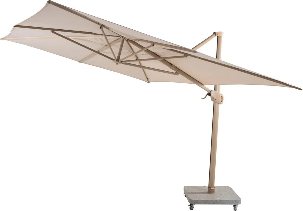 4 Seasons Outdoor Hacienda parasol met latte frame en zandkleurig doek 300 x 400 cm Parasol   beige weerbestendig
