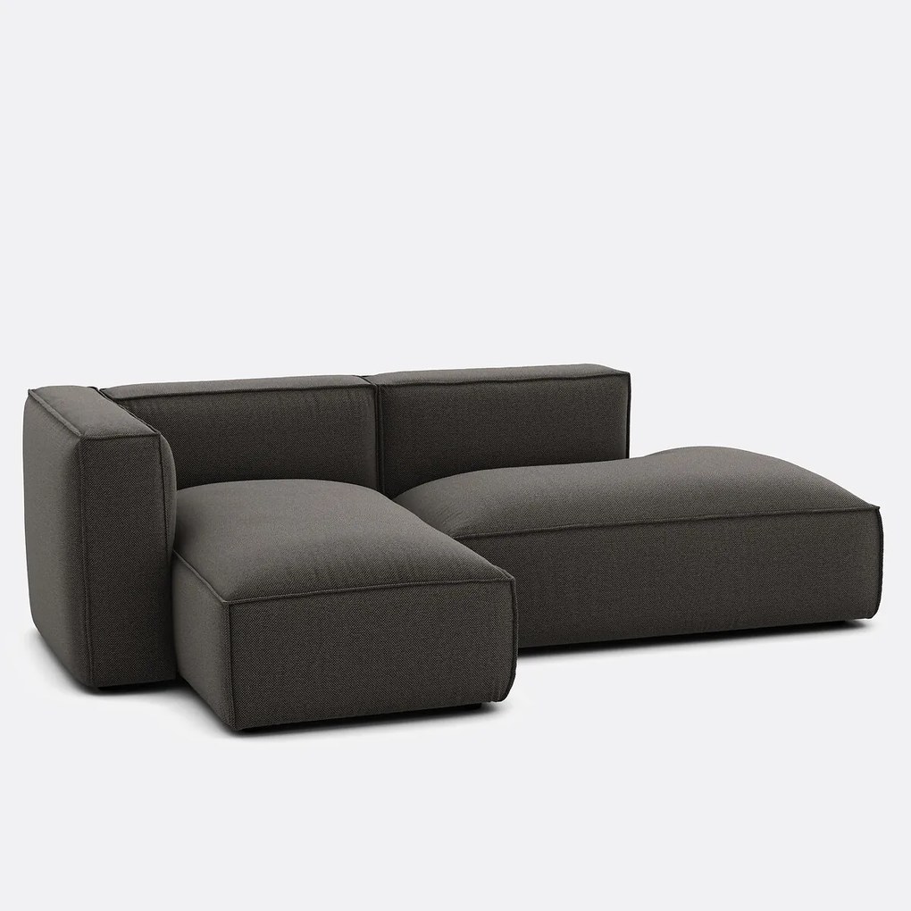 Modulaire hoekbank links, stof met structuur, SEVEN