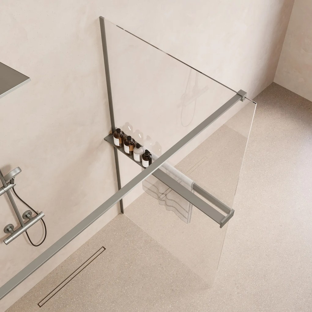 Saniclear Metric inloopdouche 100cm met handdoekhouder en helder glas RVS
