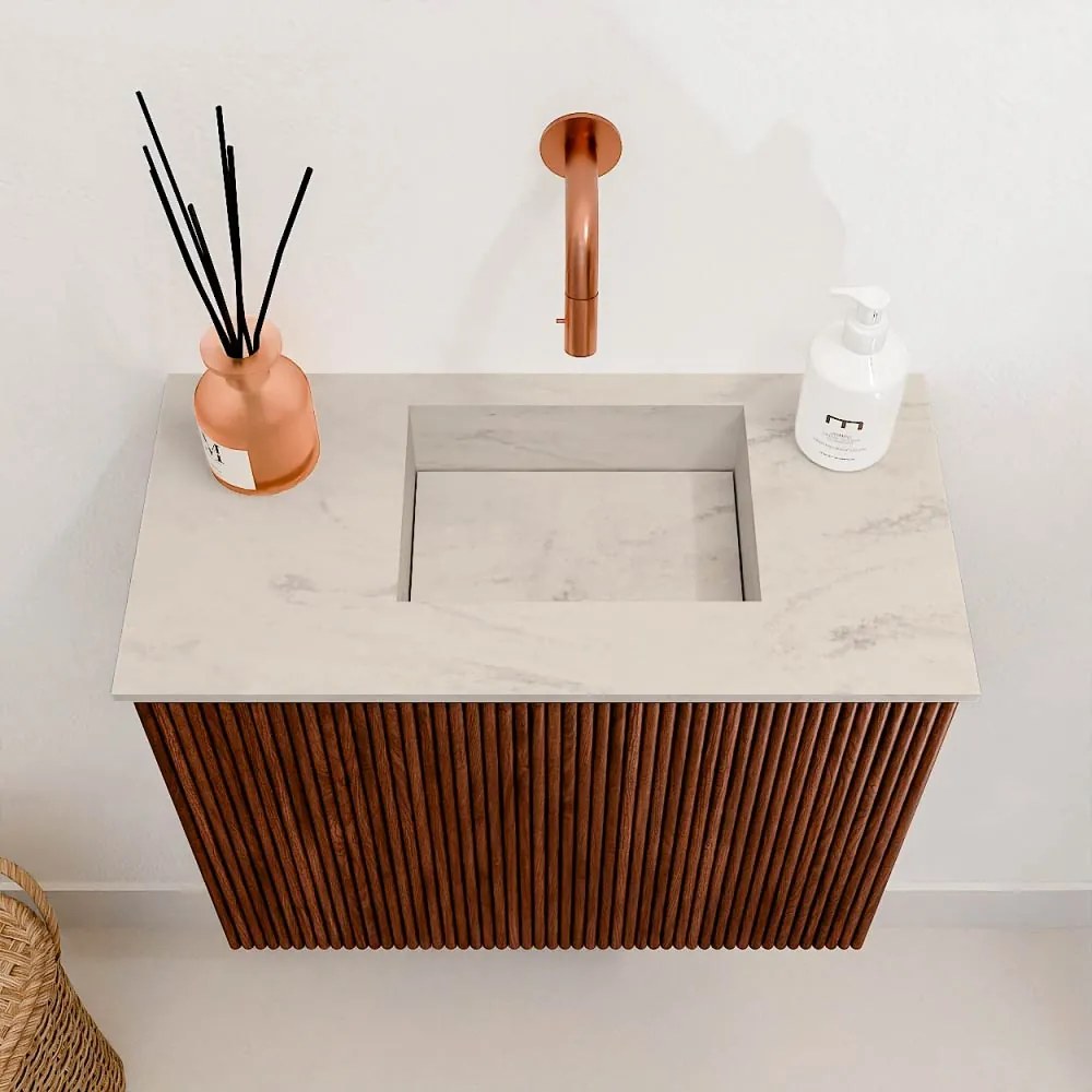 Mondiaz Joya DLux 50cm toiletmeubel ruby met wastafel faye rechts zonder kraangat opalo