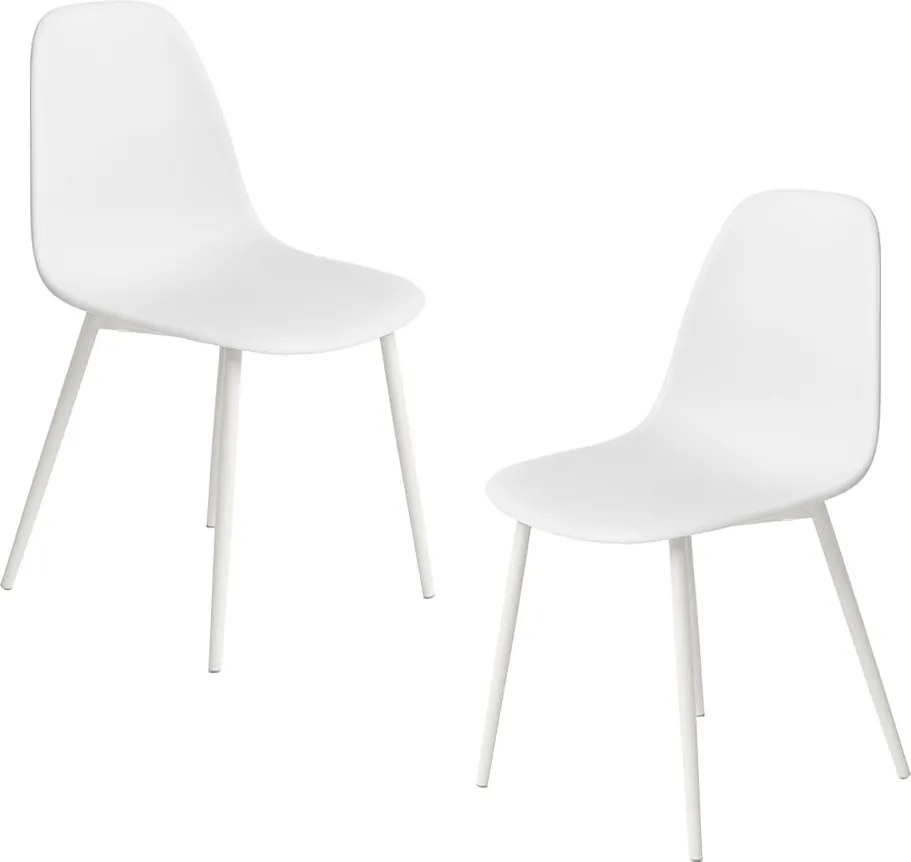 Set 2 White Teok Kunstlederen Stoelen