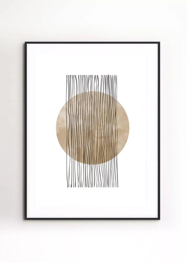 Poster Moon Art No. 3 – Papier – Crème, Goud & Zwart – Groot