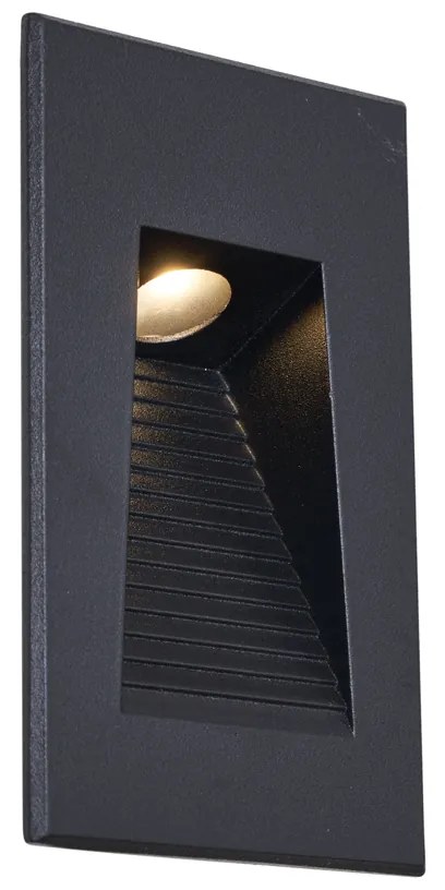 Moderne inbouw wandlamp zwart 7cm incl. LED IP65 - Trem