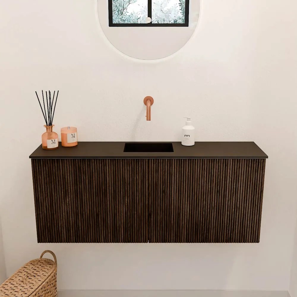 Mondiaz Joya 100cm toiletmeubel walnut met wastafel faye midden zonder kraangat urban