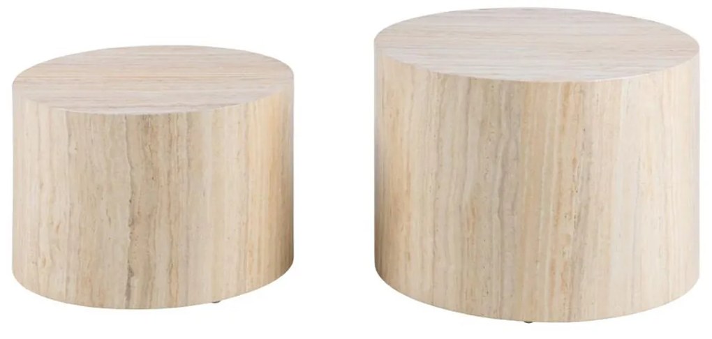 Ronde Salontafelset Beige Travertin Look