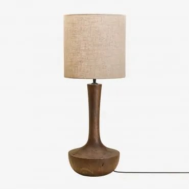 Tafellamp In Sintra Mangohout Donker Handvat Hout & Beige Linnen Ø30 Cm - ↑30 Cm Arlina - Sklum