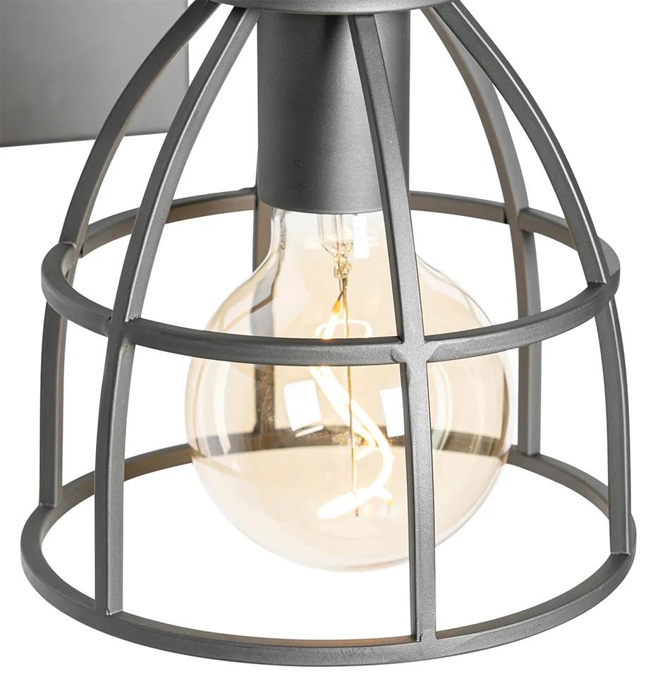 Industriële wandlamp antraciet met hout verstelbaar - Arthur Industriele / Industrie / Industrial E27 Binnenverlichting Lamp