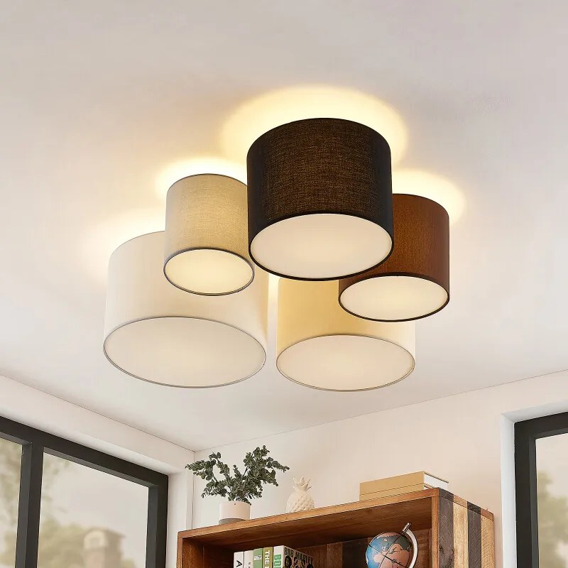 Laurenz lamp, 5lamps 90cm bruin-beige - lampen-24