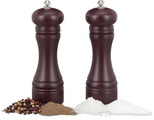 Kruidenmolen pepermolen set van 2 stuk - zoutmolen - keramiek maalwerk - hout chocoladebruin